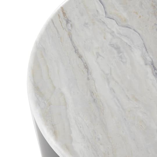 Black Metal Nesting Accent Table with Faux White Marble Top Set